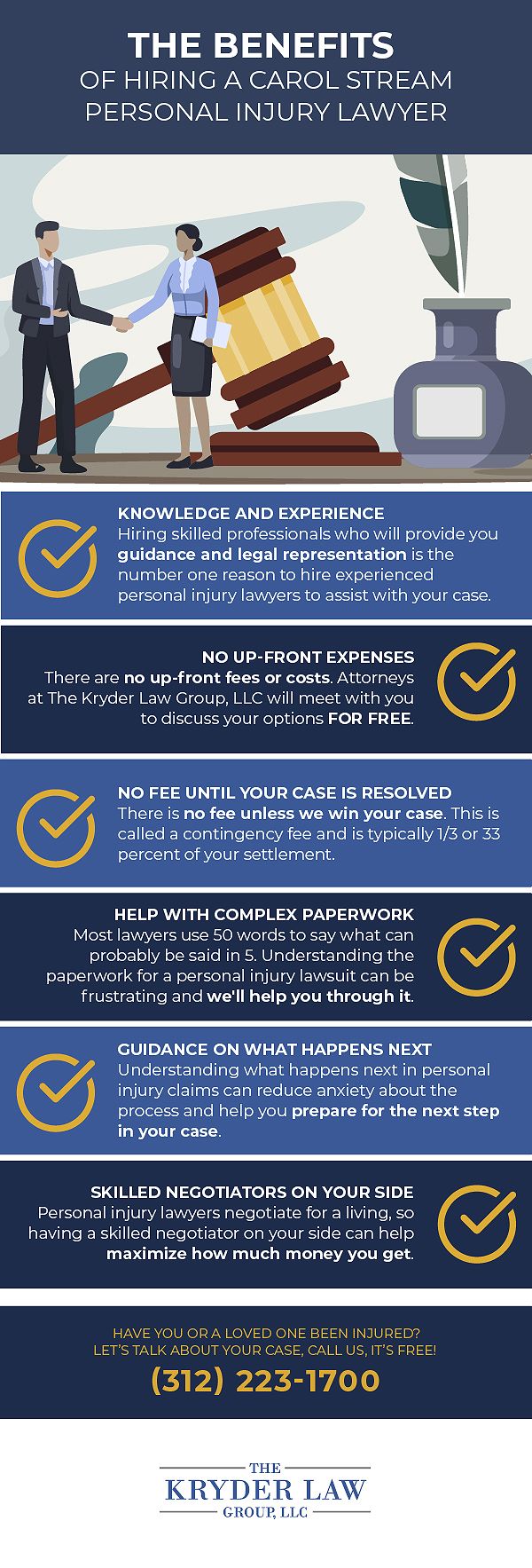 Benefits of Hiring a Carol Stream Personal Injury Lawyer Infographic