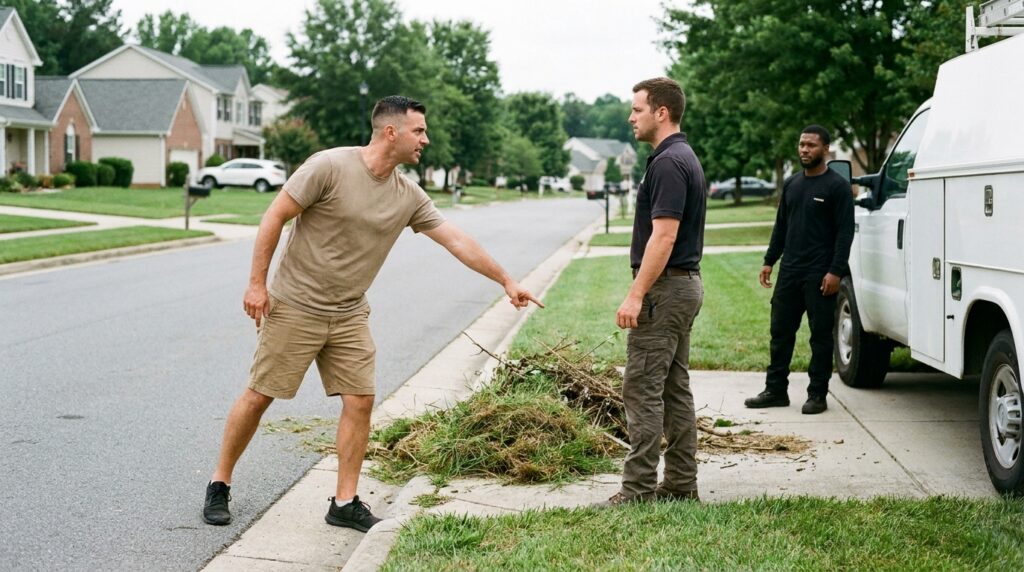 The Bitter Geometry of a Suburban Curb Where Two Men Fight for Dirt and Local Rule