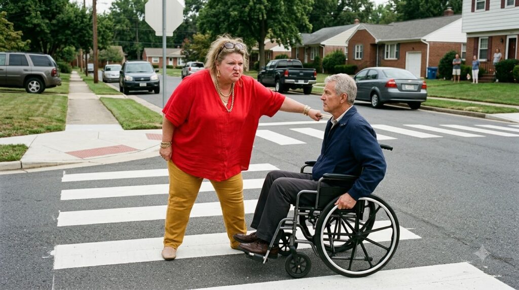 The Woman Who Blocked the Crosswalk—and the Reason She Refused to Let a Wheelchair Pass