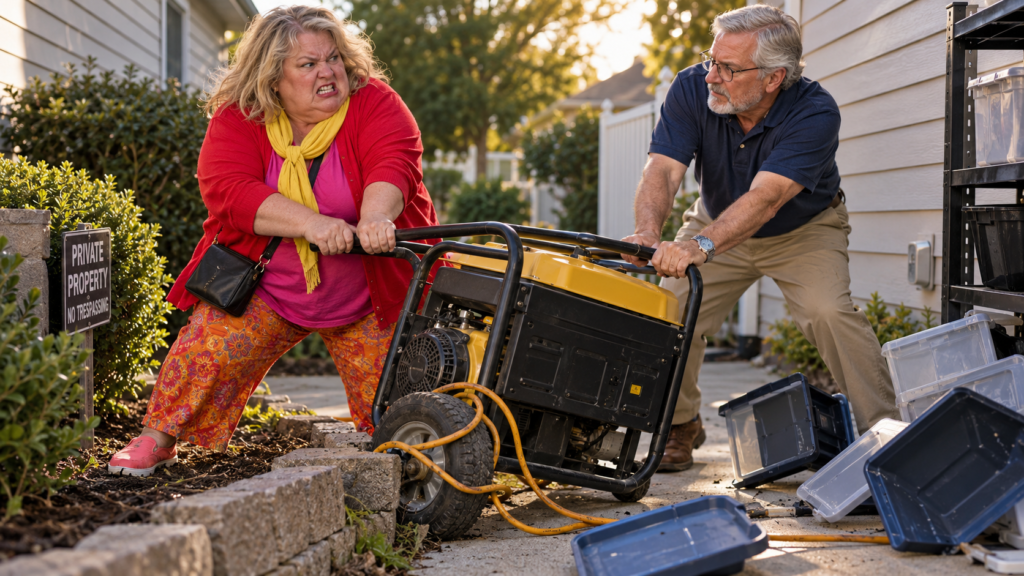 Karen Dragged Her Neighbor’s Generator Across the Property Line—Then One Tangled Cable Changed Everything