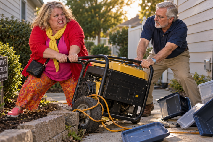 Karen Dragged Her Neighbor’s Generator Across the Property Line—Then One Tangled Cable Changed Everything