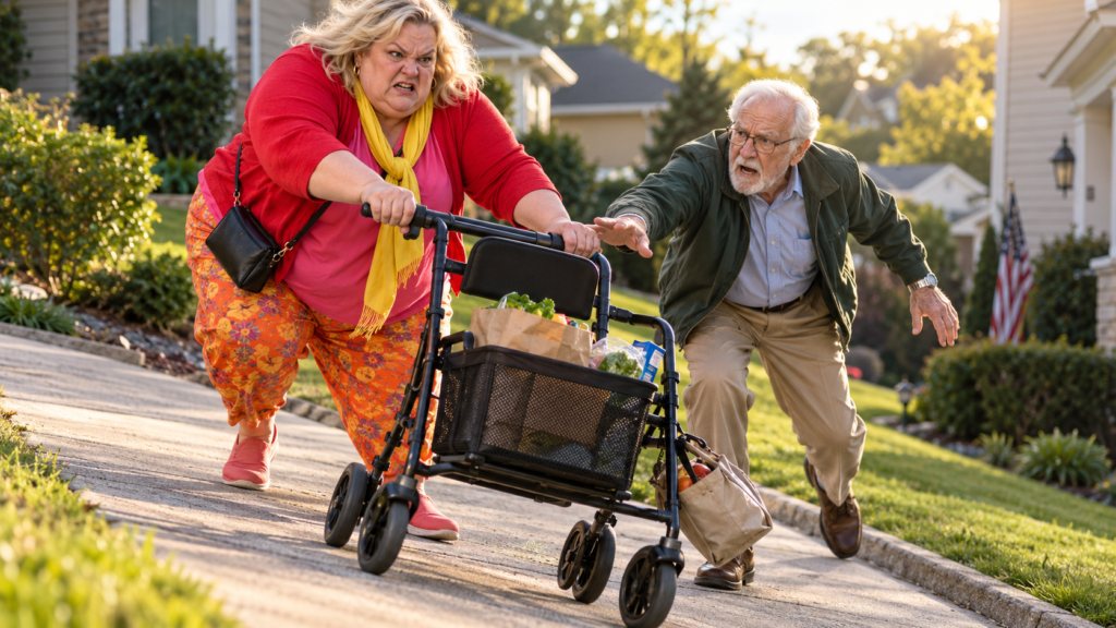 Karen Shoved His Mobility Cart Down the Hill—Then She Took the One Bag He Refused to Explain