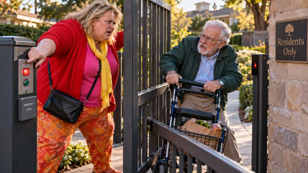 Karen Trapped an Elderly Neighbor at the Community Gate—Then the Safety System Turned the Tables