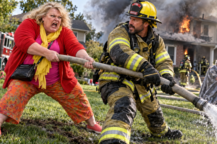 Karen Tried to Save Her Perfect Lawn From a Fire Hose—Then She Learned Who Was Still Inside
