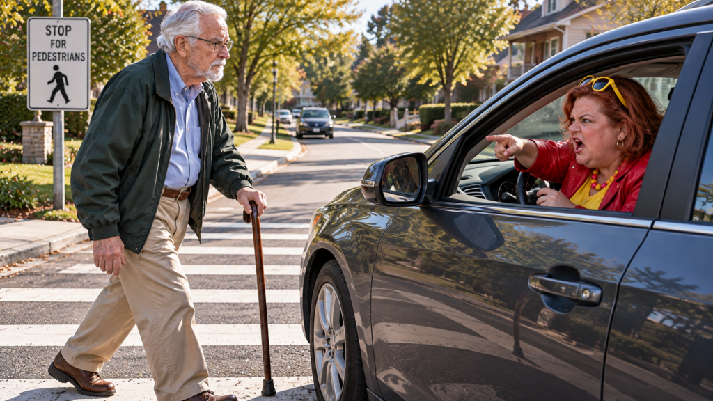 She Honked at an Elderly Man in the Crosswalk—Then Discovered Why He Refused to Hurry