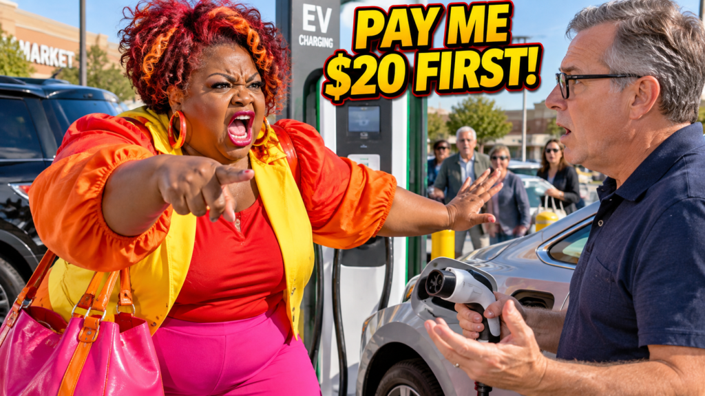 Karen Demanded $20 to Use the Public EV Charger—Then the Real Authority Walked Up Behind Her