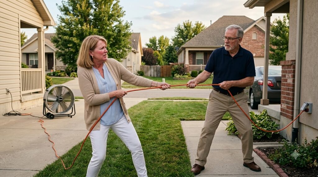 Karen Ran a Power Cable From Her Neighbor’s Meter—But What She Was Hiding in Her Yard Changed Everything