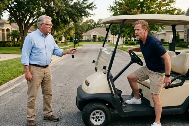 He Took the Golf Cart Key From a Neighbor Who Blocked His Way—Then One Sentence Changed Everything